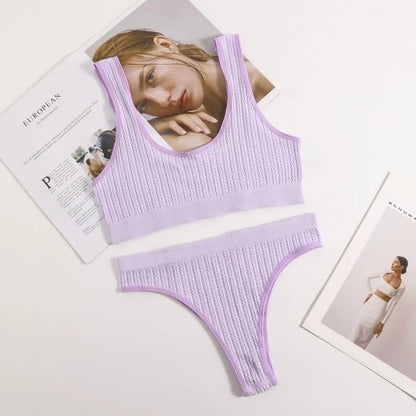 Seamless Ribbed Bra Set