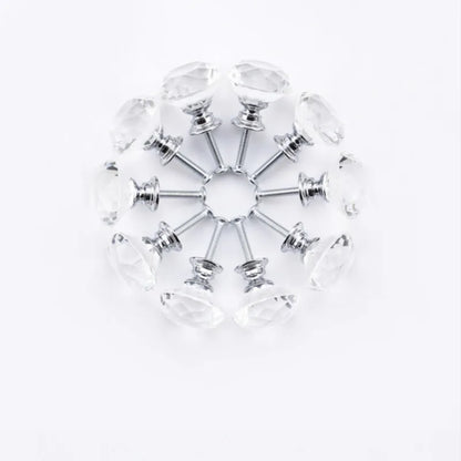 10Pcs/set 30mm Diamond-Shaped Crystal Glass Knobs
