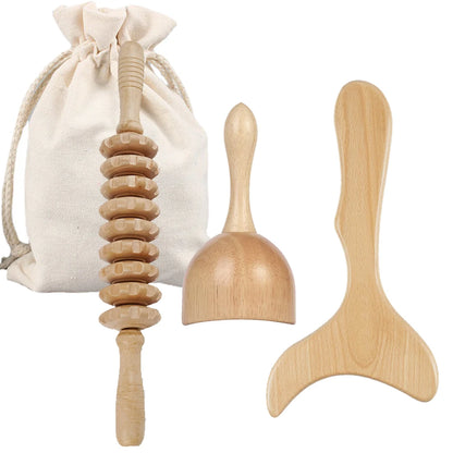 ZenWood Wooden Massage Tool Set For Back Legs And Neck by Haraps.com
