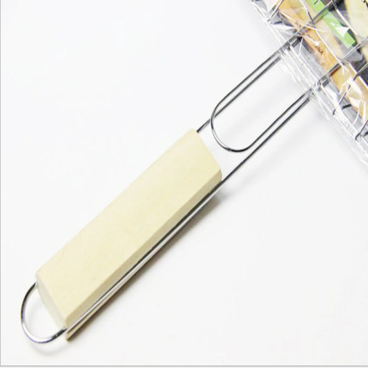 Wooden Handle Outdoor BBQ Grill Basket