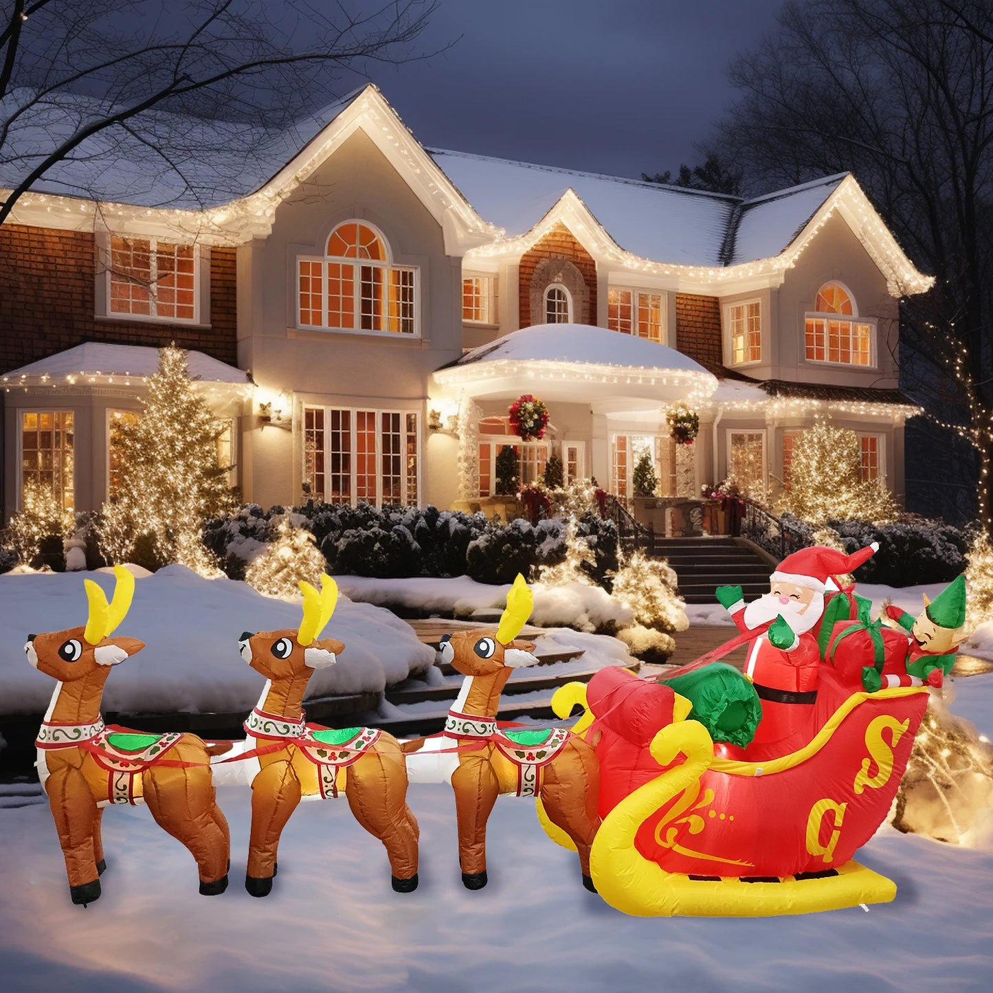 Christmas Inflatable Santa Decoration with LED Lights