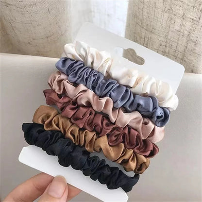6 Pack Satin Hair Scrunchies