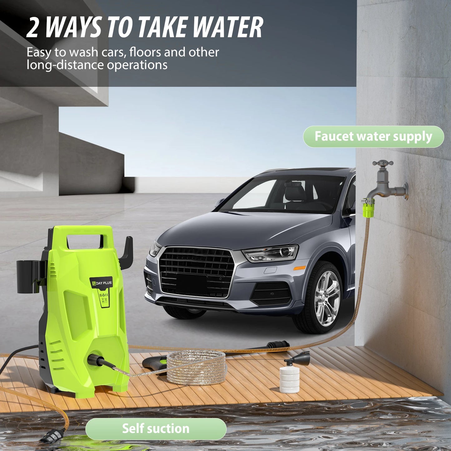 2050PSI Electric High Pressure Washer, 1.6GPM 2300W Washer with 1-180° Adjustable Nozzle and Detergent Tank for Cleaning Car by Haraps.com