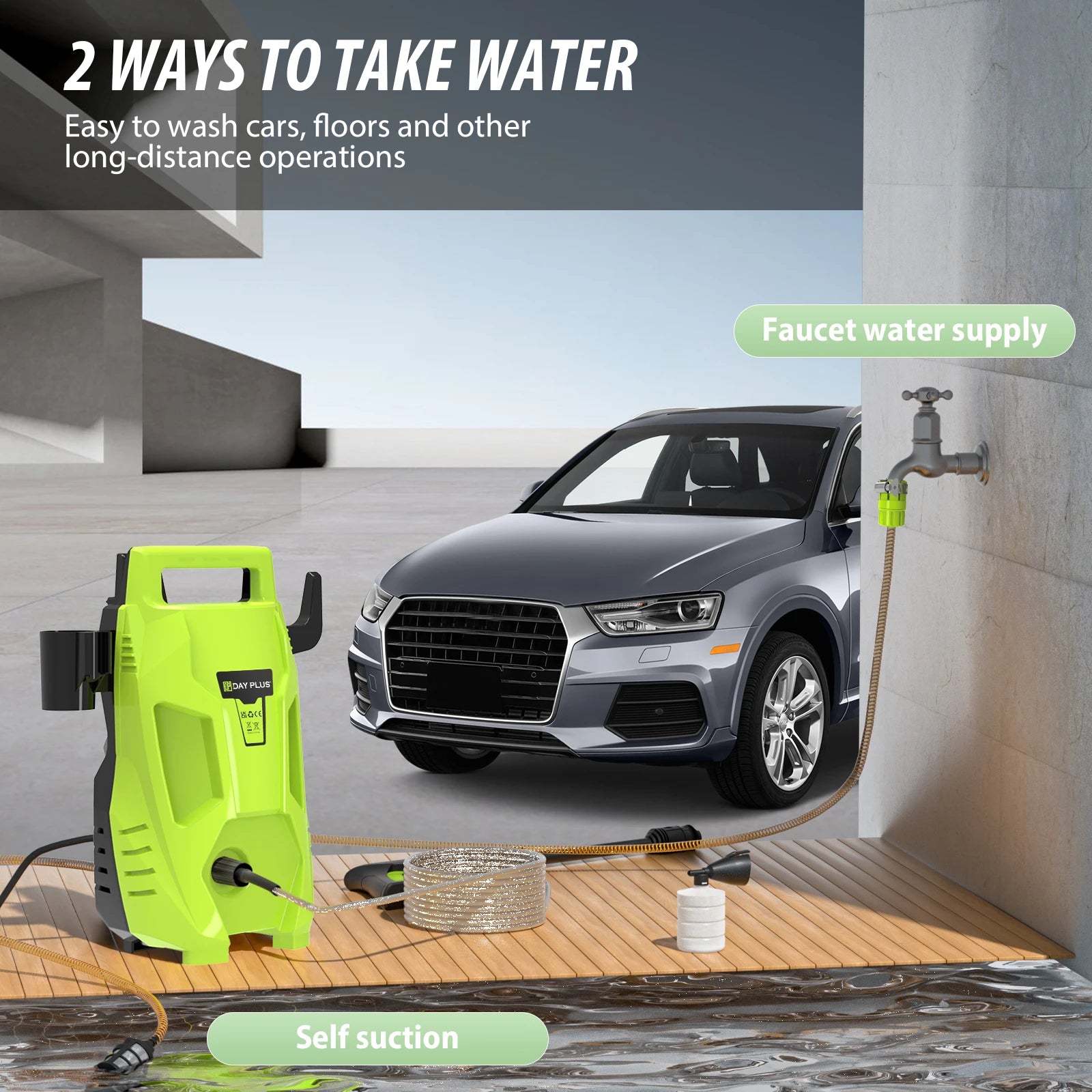 2050PSI Electric High Pressure Washer, 1.6GPM 2300W Washer with 1-180° Adjustable Nozzle and Detergent Tank for Cleaning Car by Haraps.com
