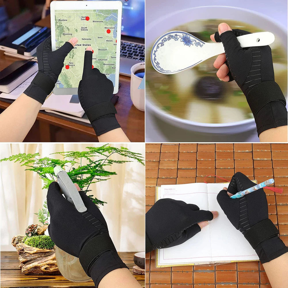 Arthritis Compression Gloves with Wrist Support Strap