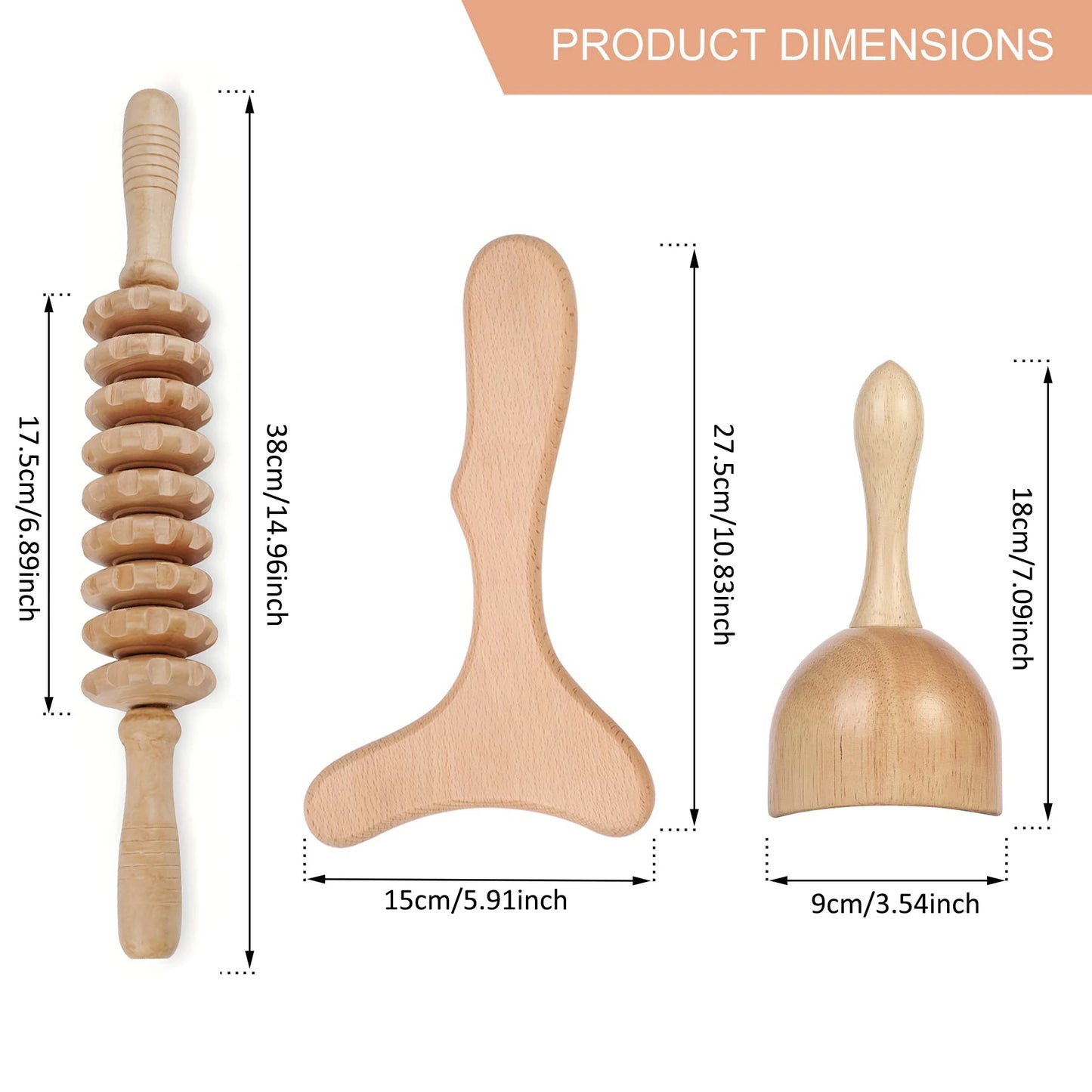 LymphaWood Roller Massager Set Gua Sha Body Tool by Haraps.com