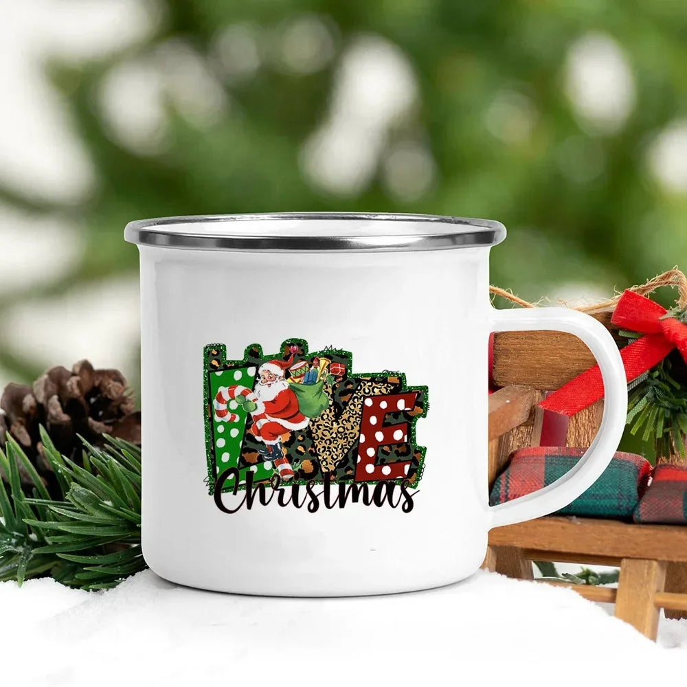 Christmas Enamel Mug with Festive Print