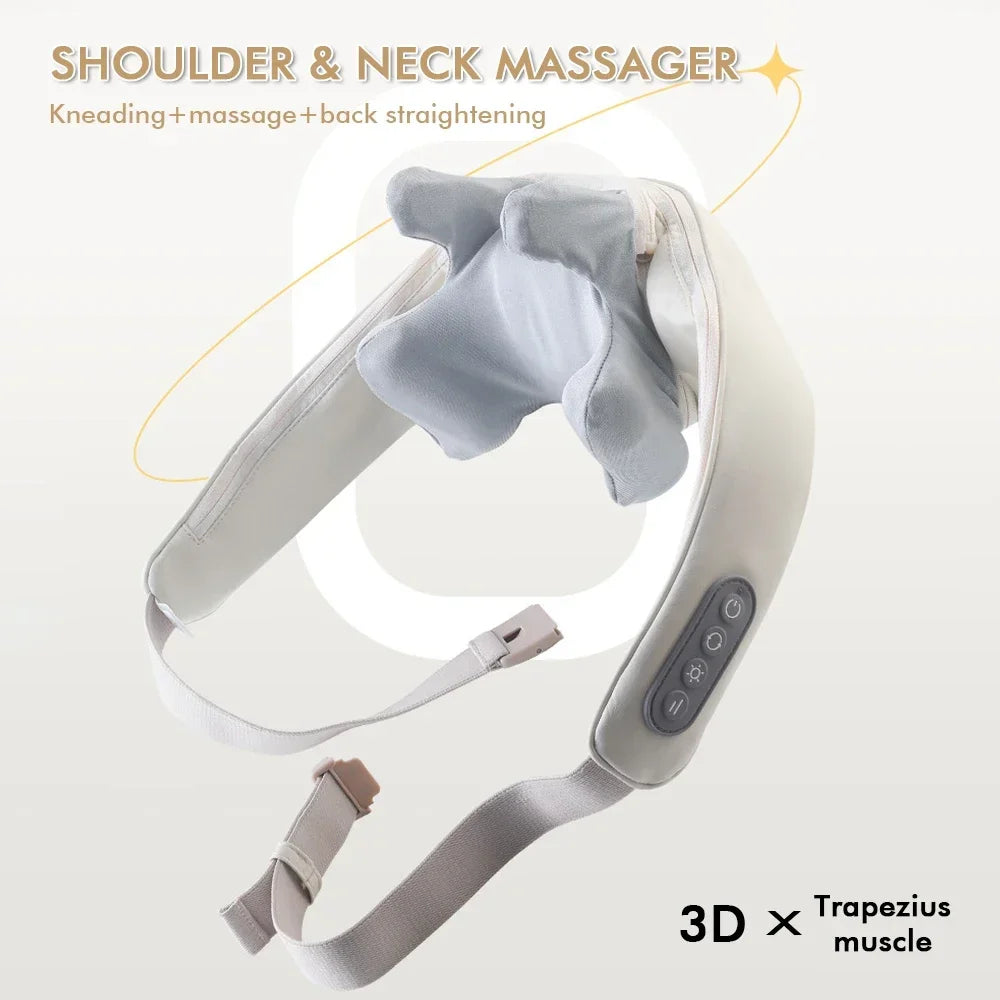 Wireless Neck And Back Massager Neck And Shoulder Kneading Massage Shawl Neck Cervical Relaxing Trapezius Massager