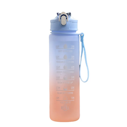 Time-Marked Sports Water Bottle with Straw