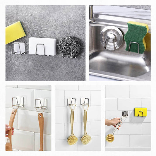 Stick-On Adhesive Stainless Steel Kitchen Sink Sponge Strainer