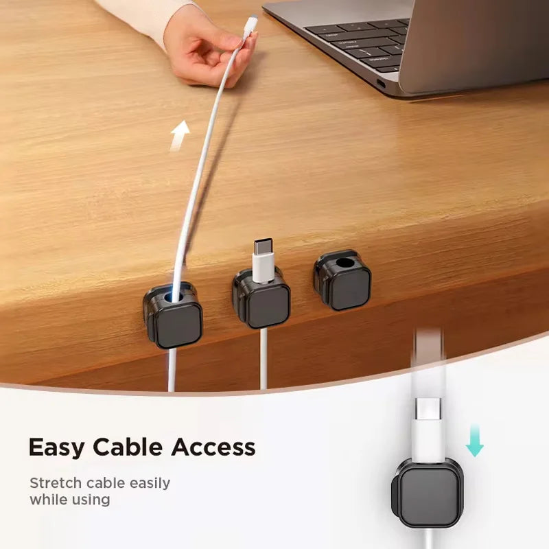 6Pcs Magnetic Cable Clips Set – Adjustable Cord Organiser & Under-Desk Cable Management Holder