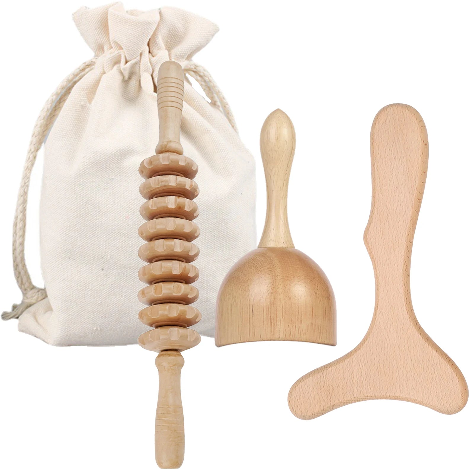 LymphaWood Roller Massager Set Gua Sha Body Tool by Haraps.com