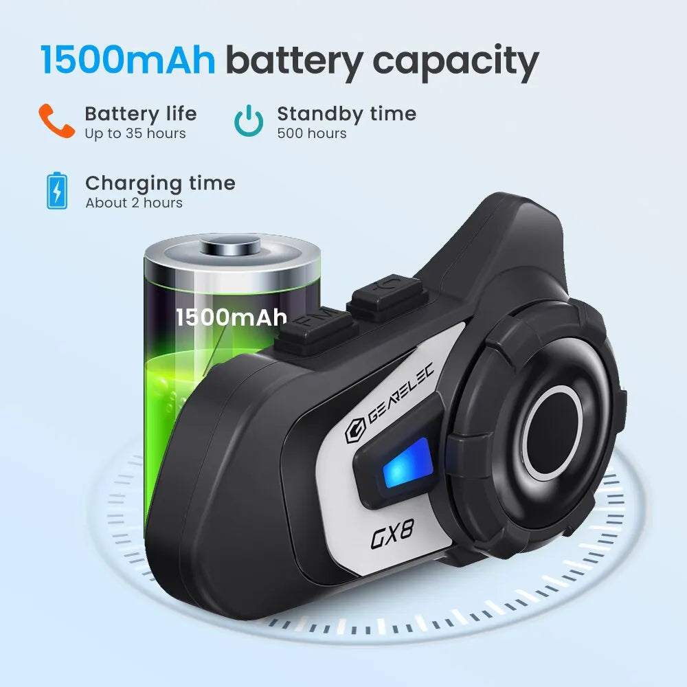 GX8 Motorcycle Bluetooth Intercom Music Sharing