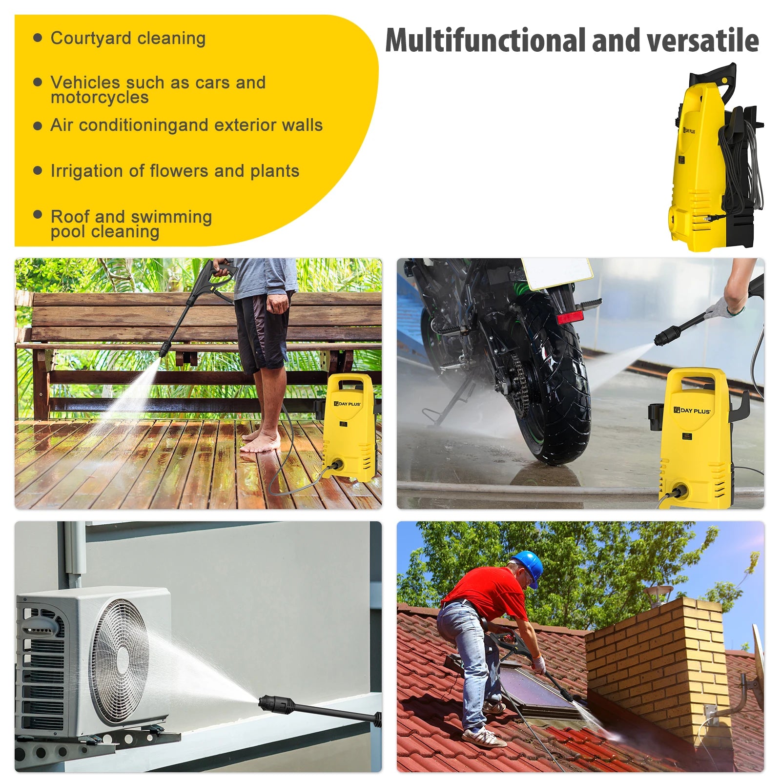 2050PSI Electric High Pressure Washer, 1.6GPM 2300W Washer with 1-180° Adjustable Nozzle and Detergent Tank for Cleaning Car by Haraps.com