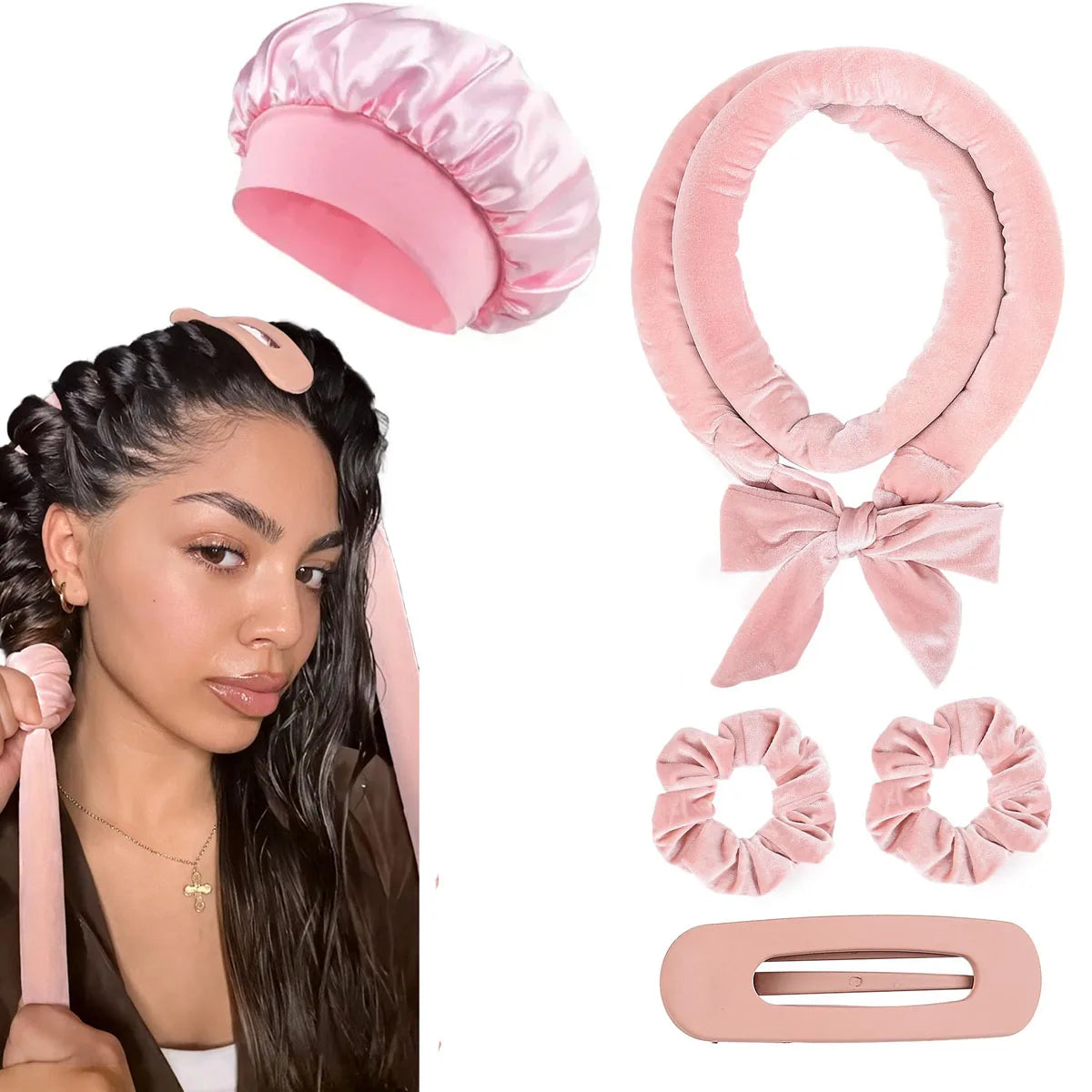 Heatless Hair Curler Set with Optional Bonnet