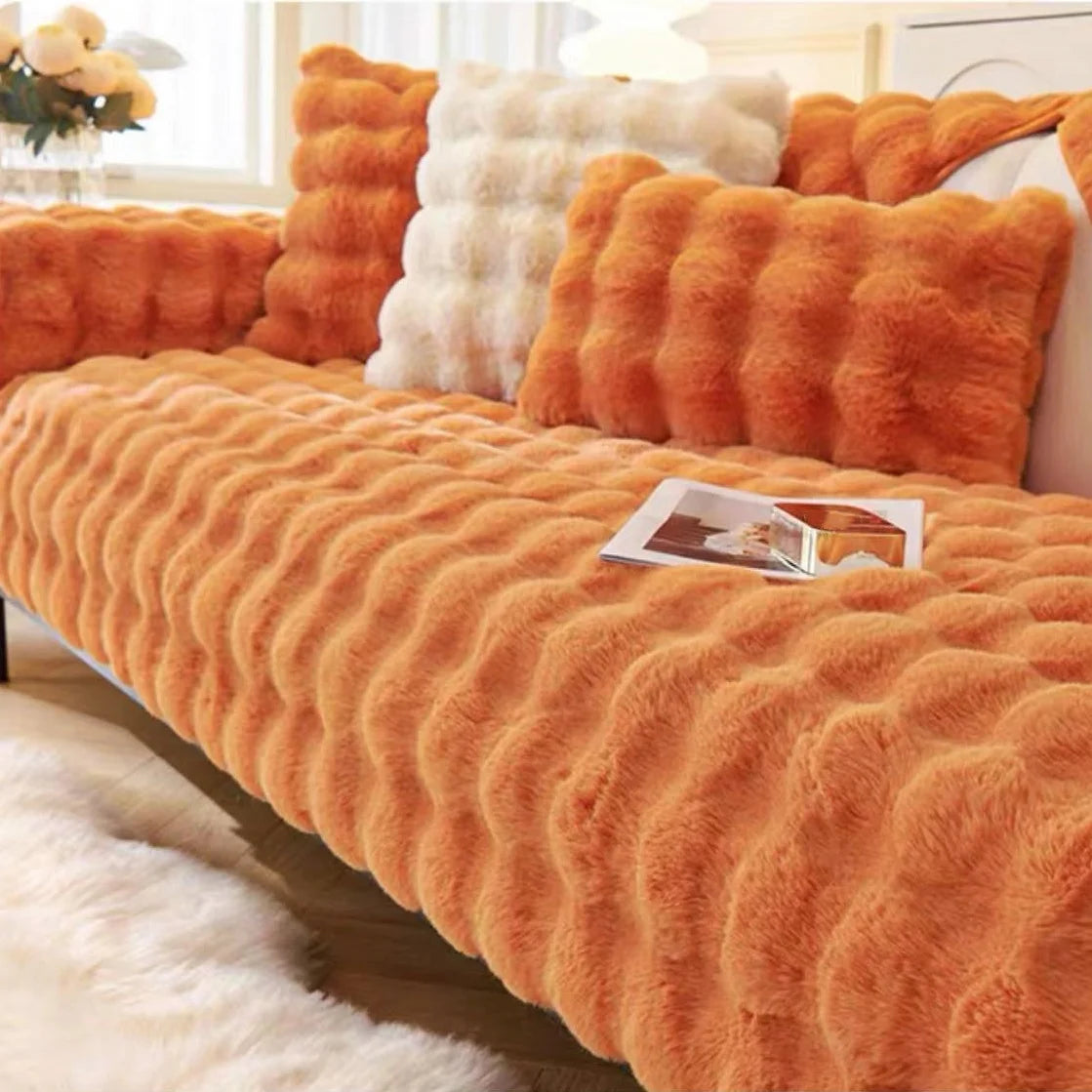 SofaSnug - Cosy Plush Solid Colour Non-Slip Couch Cover