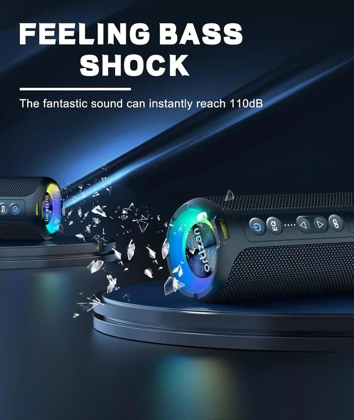 Ortizan Bluetooth Speakers 40W Enhanced Bass Portable Outdoor Wireless Speaker 30Hrs IP7 Waterproof Shower Speaker Bluetooth 5.3 by Haraps.com