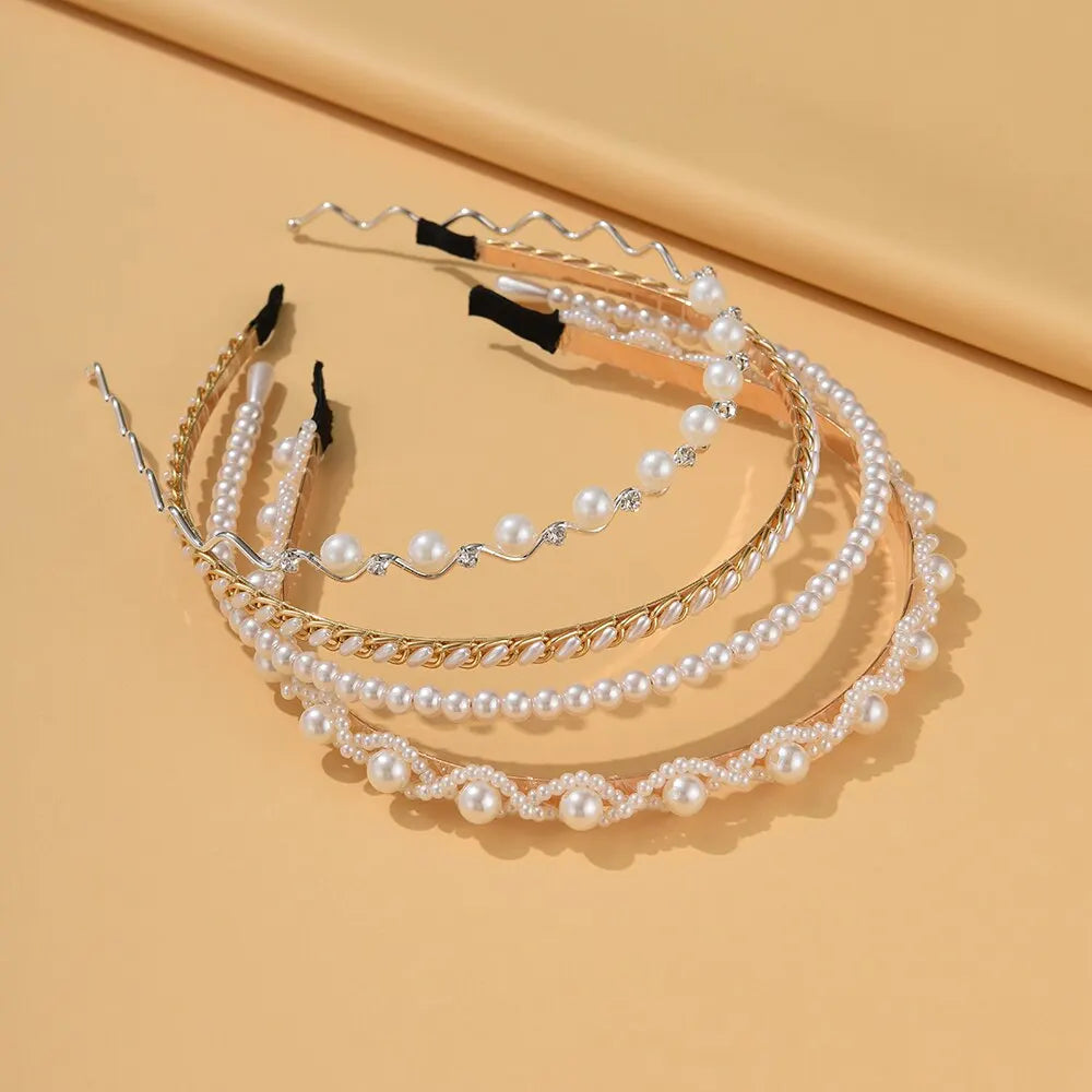 4PCs Set Pearl Hair Band