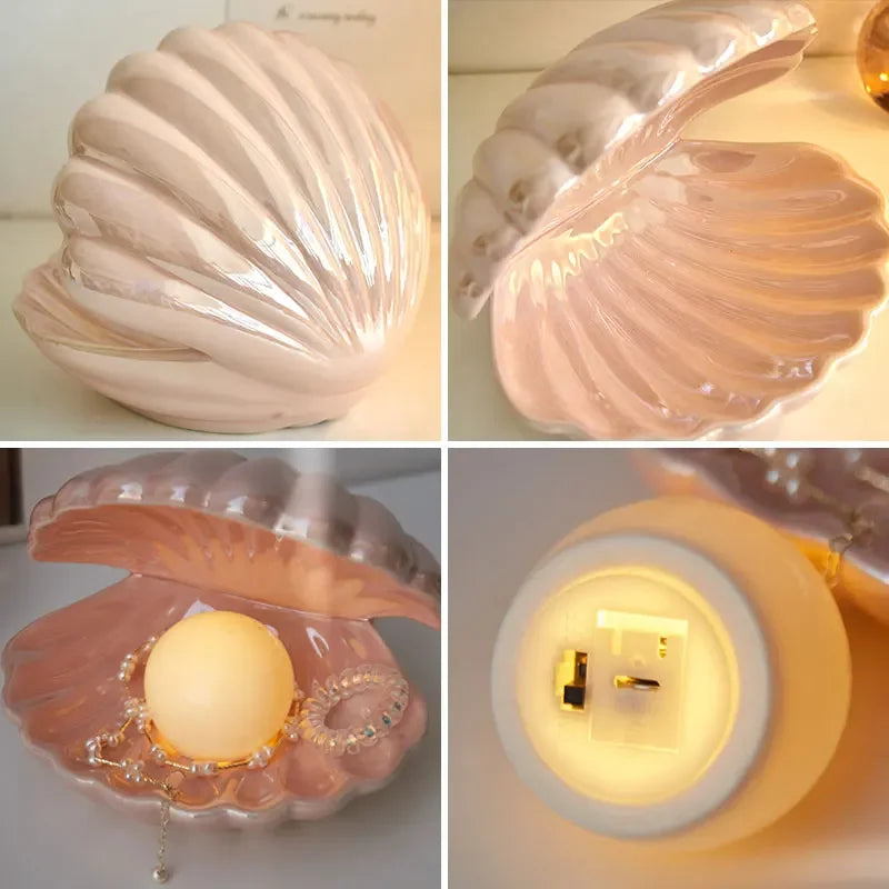 Mermaid Pearl Shell Night Glow Light