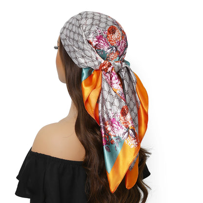 Satin Silk Square Head Scarf (90cm x 90cm)