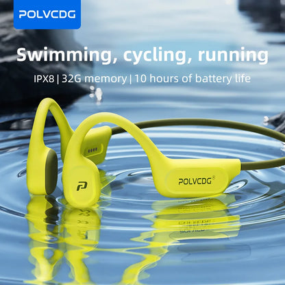 POLVCDG X9 Bone Conduction Earphones 32G IPX8 Waterproof Open Design for Swimming Running Cycling Hanging Earphones by Haraps.com