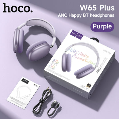 HOCO W65 Plus ANC Noise Reduction Bluetooth Headphones Over The Ear Wireless Big Earphone Hifi Sounds Sport Headsets With Button by Haraps.com