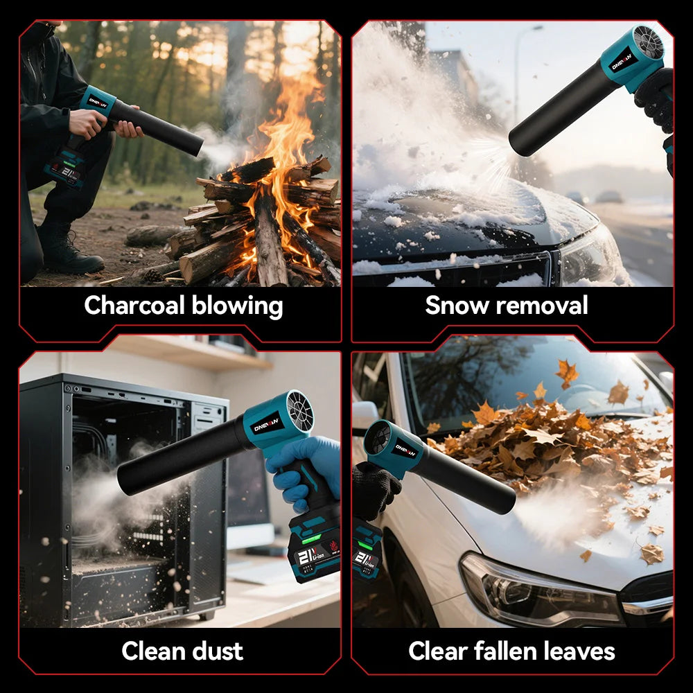 4000W Brushless Electric Turbo Blower Jet Fan 400M/S 300000RPM Leaf Blower Dust Blowing Tool For Makita 18V Battery Pin by Haraps.com