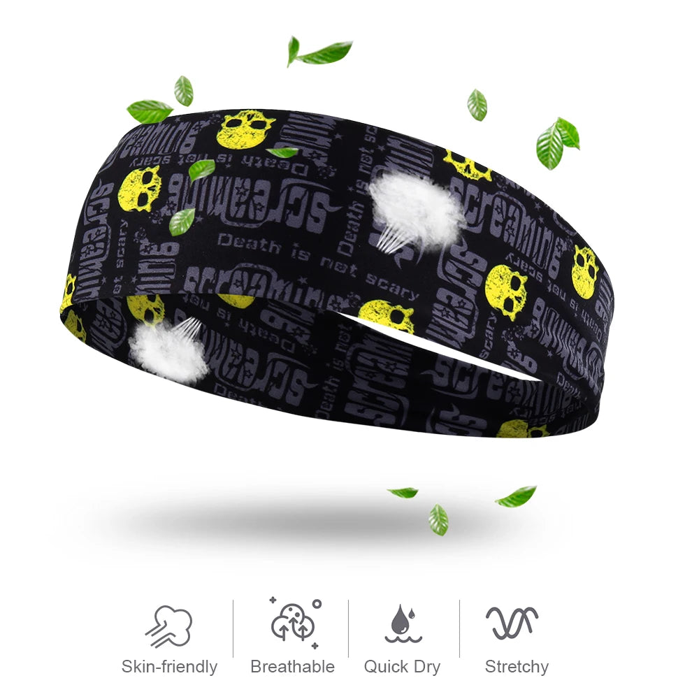 Gothic Skull Headband Sweat Bandage Sport Head Hair Band Workout Tennis Fitness Jog Basketball Running Scary Sweatband Women Men by Haraps.com