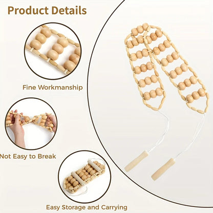 Lumina Wood Massage Roller Rope For Back And Legs by Haraps.com