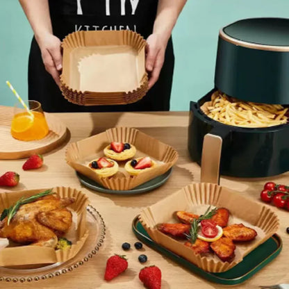 50pcs Air Fryer Grease Absorbent Silicone Paper Pads