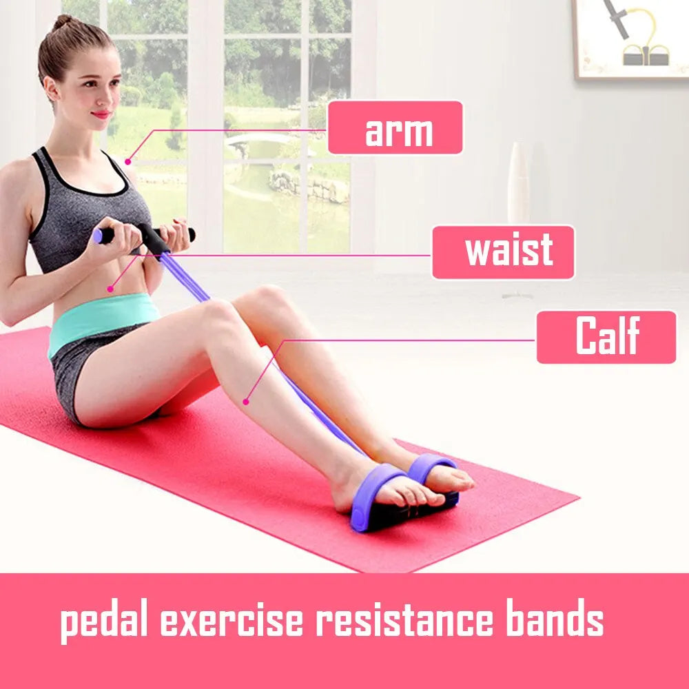 Multi-Function Tension Rope Bands with 4-Tube Elastic Pedal Puller