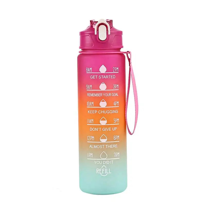 Time-Marked Sports Water Bottle with Straw