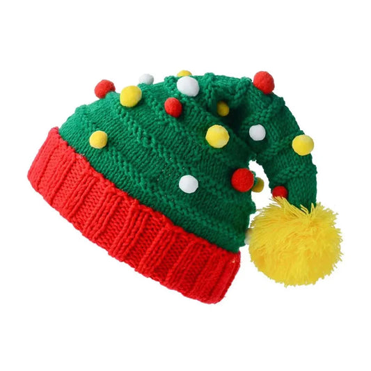 Knitted Wool Christmas Hat with Pom-Pom