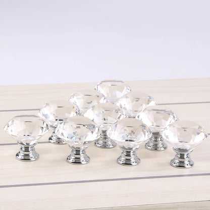 10Pcs/set 30mm Diamond-Shaped Crystal Glass Knobs