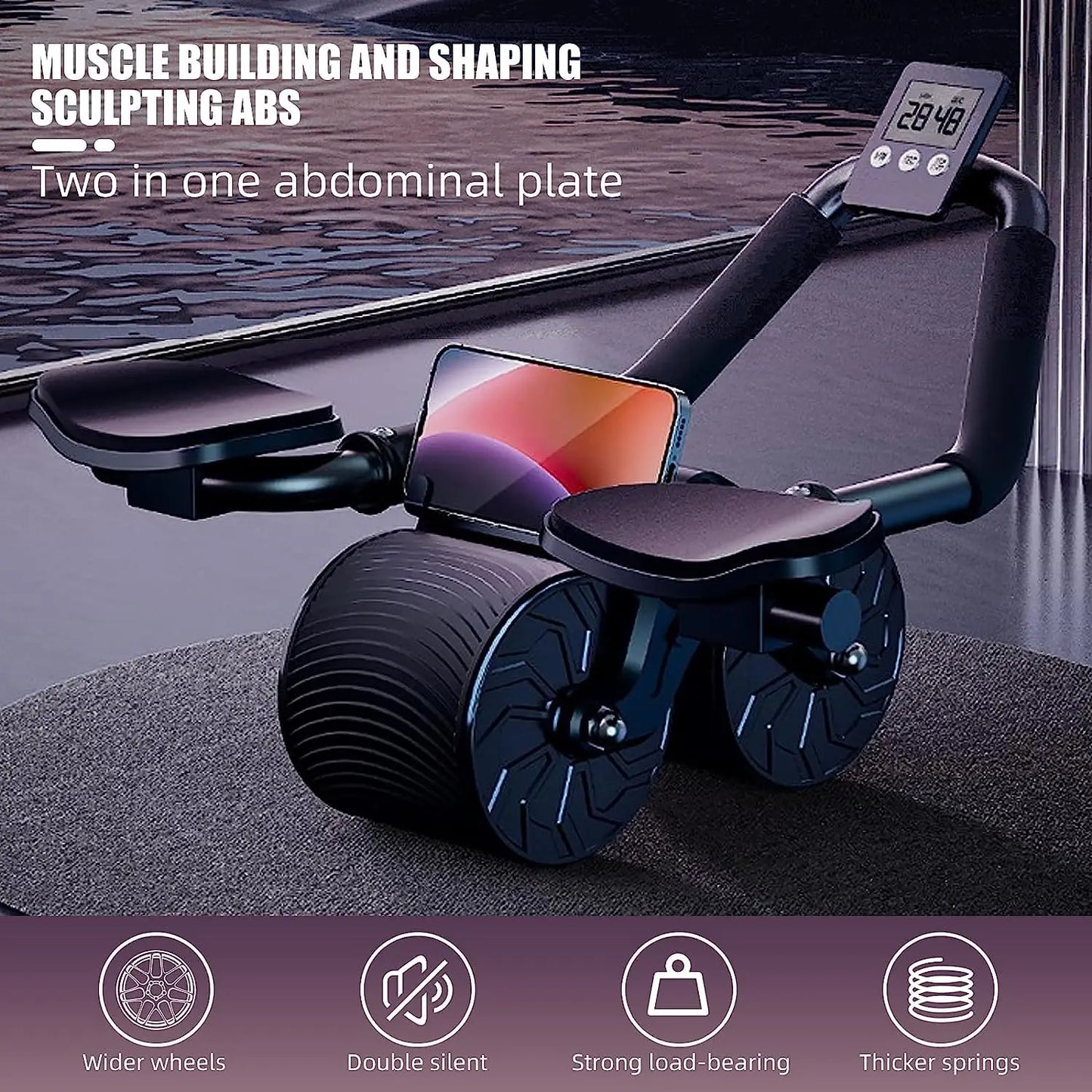 Elbow Support Automatic Rebound Abdominal Wheel Core Muscle Ab Trainer with Counter Display Fitness Exercise Wheel