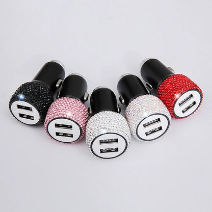 Bling USB Car Charger/All-in-One USB Cable 5V 2.1A