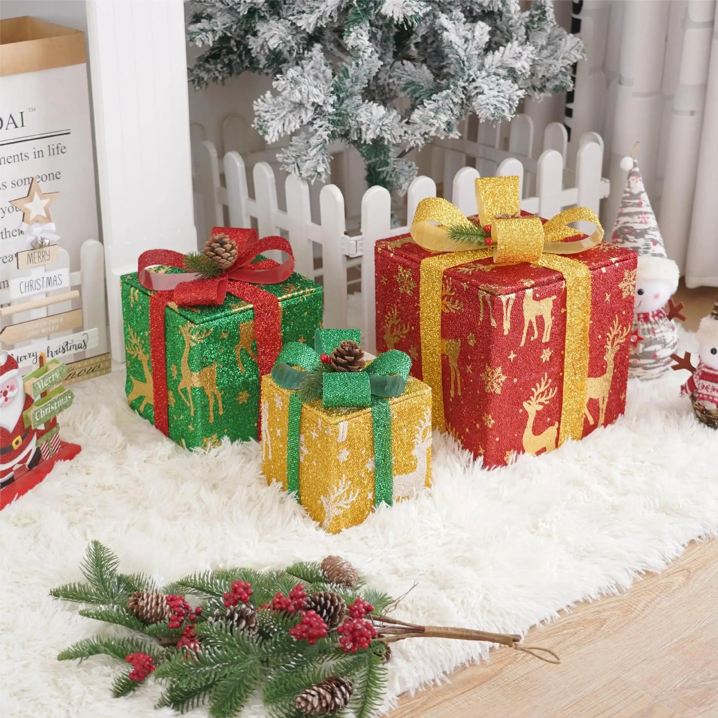 3-Piece LED Christmas Gift Box Lights