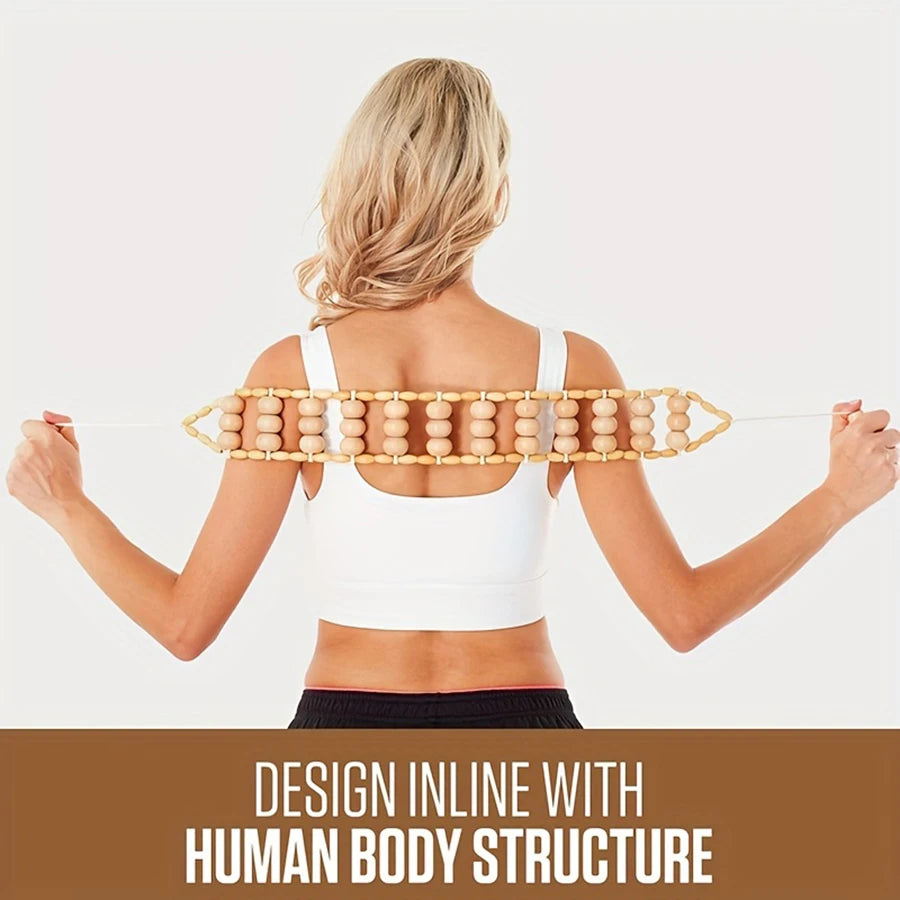 Lumina Wood Massage Roller Rope For Back And Legs by Haraps.com