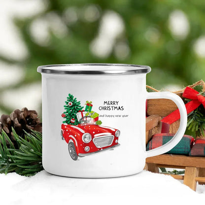 Christmas Enamel Mug with Festive Print