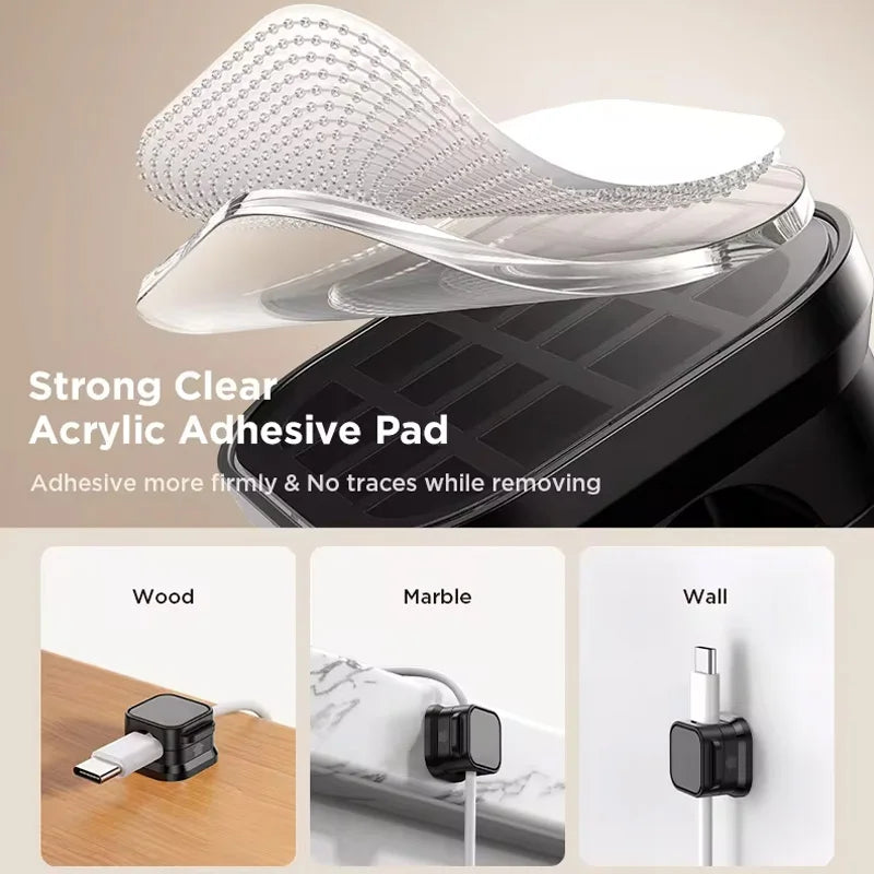 6Pcs Magnetic Cable Clips Set – Adjustable Cord Organiser & Under-Desk Cable Management Holder