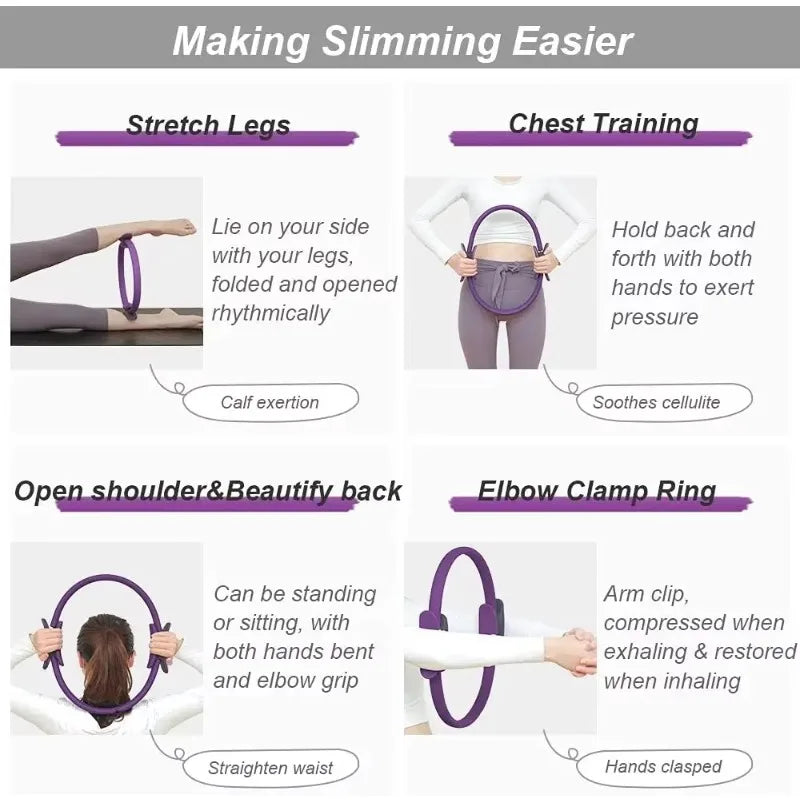 Yoga Pilates Ring Durable Non-Slip Exercise Circle Magic Exercise Circle with Dual Grip for Thigh Pelvic Floor Muscle Training by Haraps.com