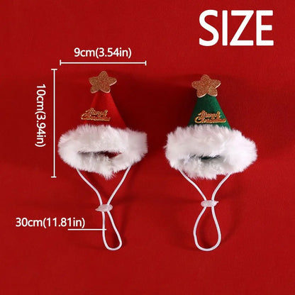 2-Piece Pet Christmas Dress-Up Set – Kitten & Puppy Bandana with Hat