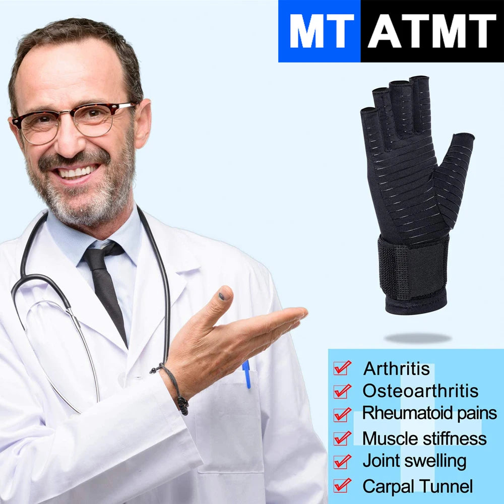 Arthritis Compression Gloves with Wrist Support Strap