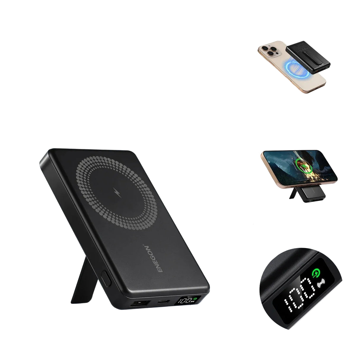10000mAh Magnetic Wireless Power Bank with Stand 22.5W Fast Charging LED Display Portable Charger for iPhone 17/16 Samsung by Haraps.com