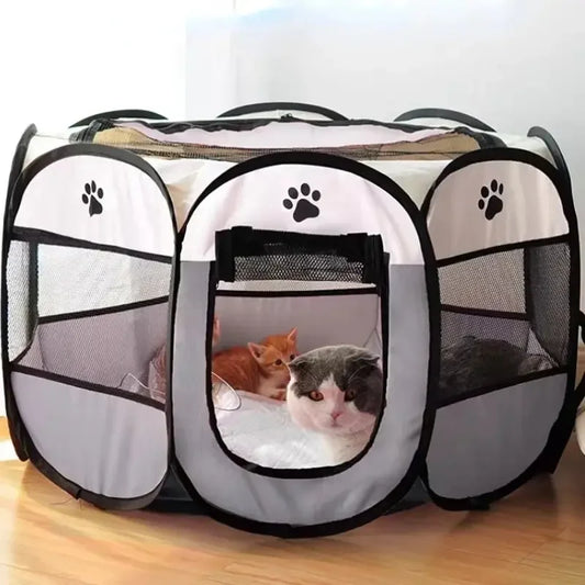 Portable Foldable Pet Tent Kennel – Octagonal Dog & Cat Playpen for Outdoor Use