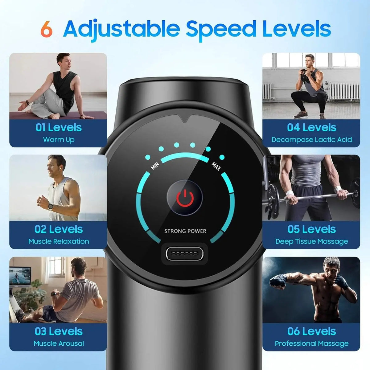 Fascia Gun Deeply Relieves Muscle Soreness Fitness and Relaxation Equipment LED Touch Screen 6 Massage Head by Haraps.com