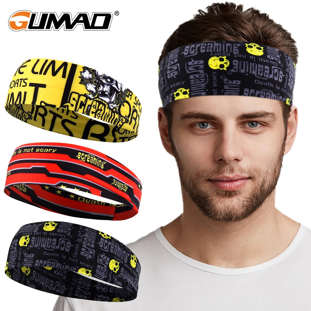 Gothic Skull Headband Sweat Bandage Sport Head Hair Band Workout Tennis Fitness Jog Basketball Running Scary Sweatband Women Men by Haraps.com