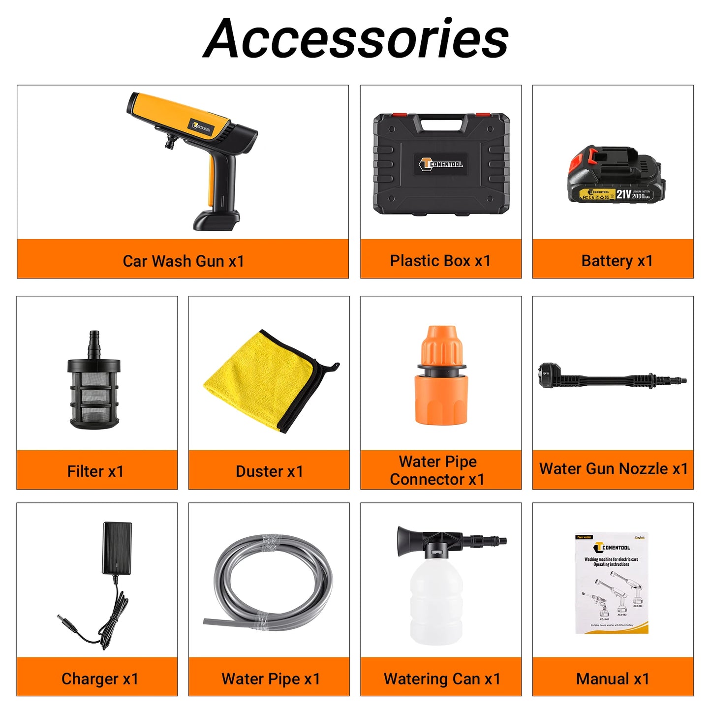 6 in 1 Spray Head High Pressure Car Washer 200Bar Garden Water Guns 22000RPM with 2 Battery for Makita 18V Battery Pin by Haraps.com