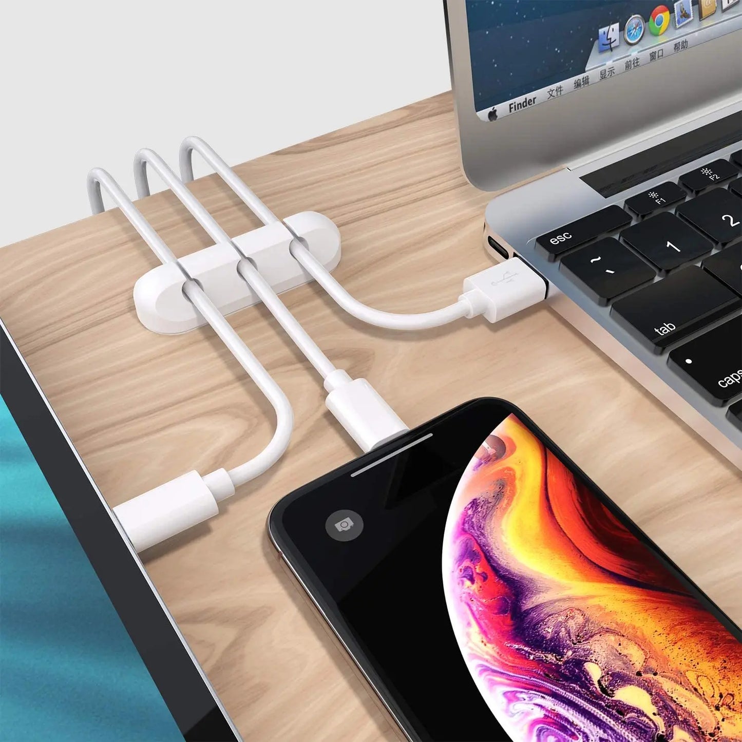Silicone USB Cable Organizer - Cable Winder & Desktop Tidy Clips for Mouse, Headphones, and Wires