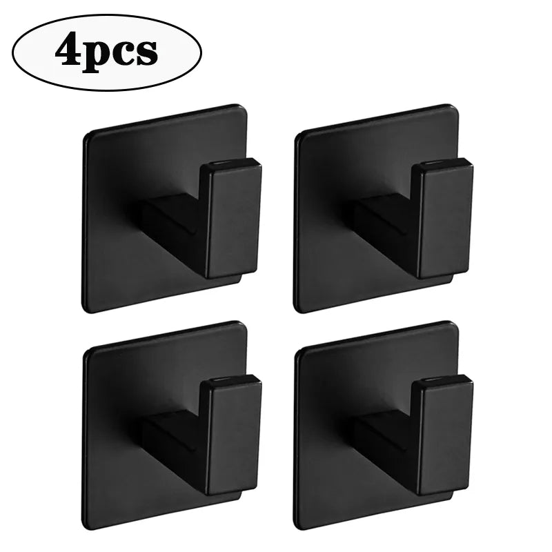 Stylish Black Self-Adhesive Wall Hooks